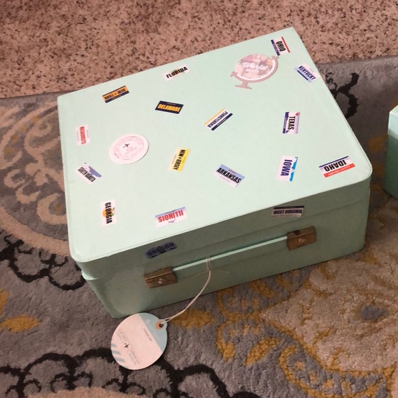 Other - Pressed Cardboard Teal and Pink Suitcases